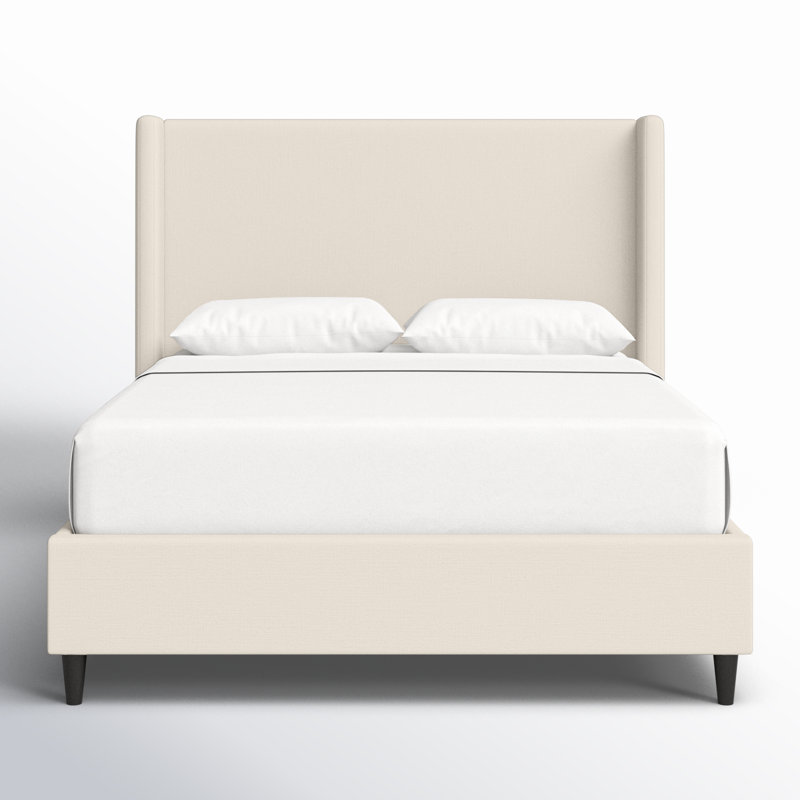 Birzer Queen Upholstered Wingback Bed Color: Ivory Canvas
