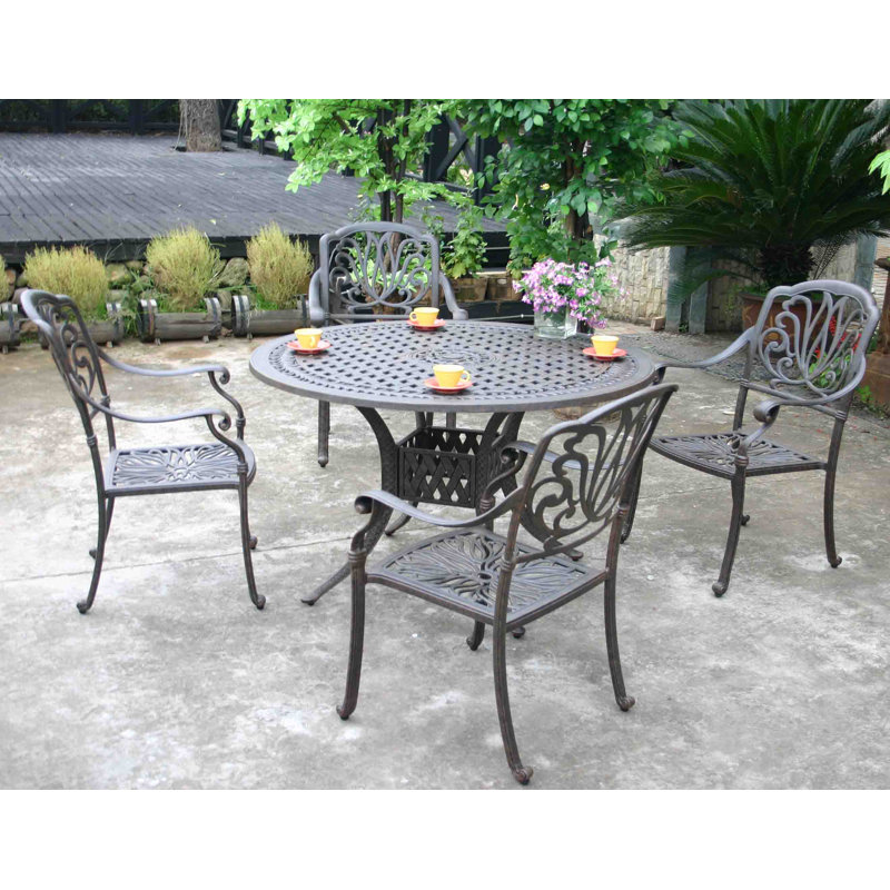 Canora Grey Pruden 5 Piece Dining Set With Sunbrella Cushions Wayfair Cozy up by the fire. wayfair