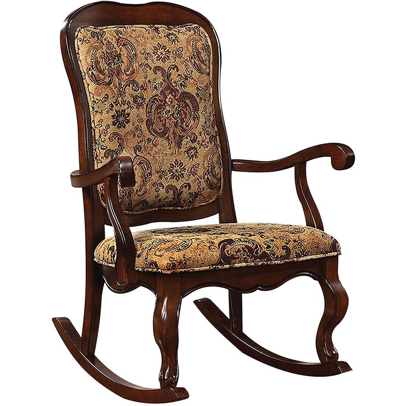 Astoria Grand Furniture Living Room Wood Upholstery Rocking Chair In Cherry | Wayfair.ca