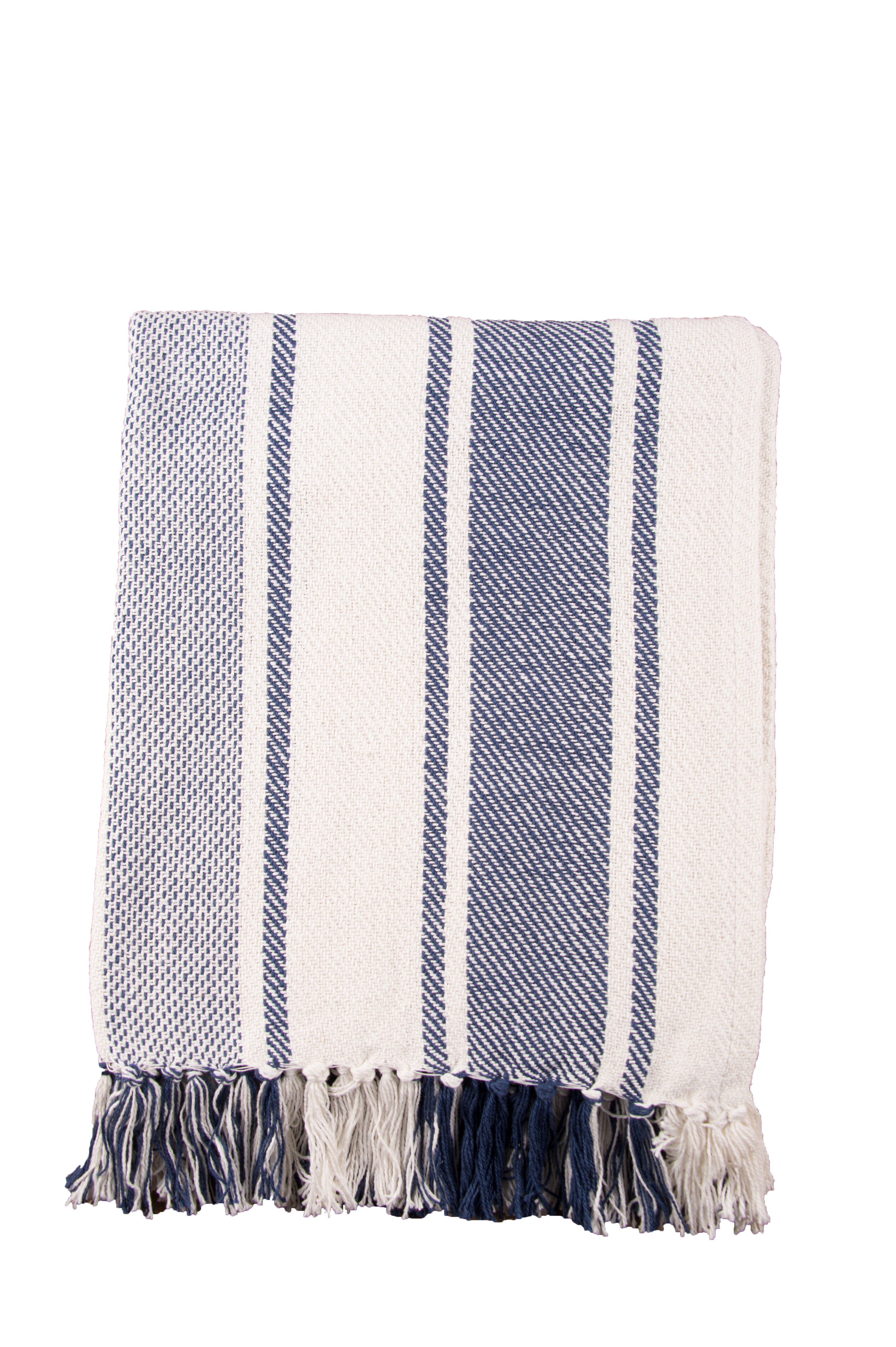 navy and white striped throw blanket