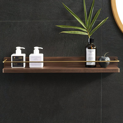 Dandre 16'' Modern Brass Wooden Shelf