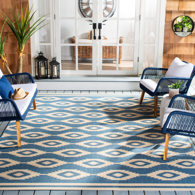 Bungalow Rose Brodick Cream Blue Indoor Outdoor Area Rug Reviews Wayfair