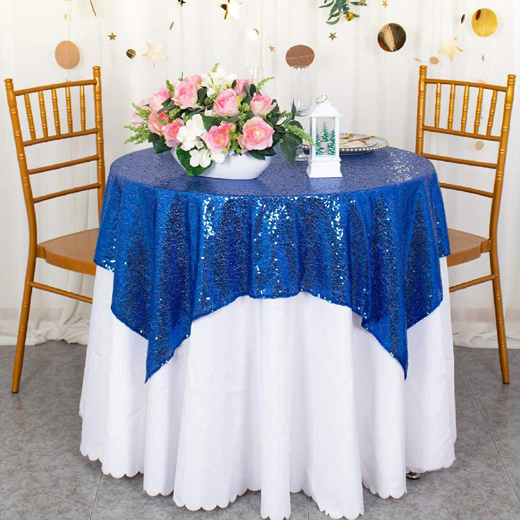 15 Sequin Table Overlay 54x54" inch Sparkly Tablecloth 3 COLORS Wedding Cake USA 