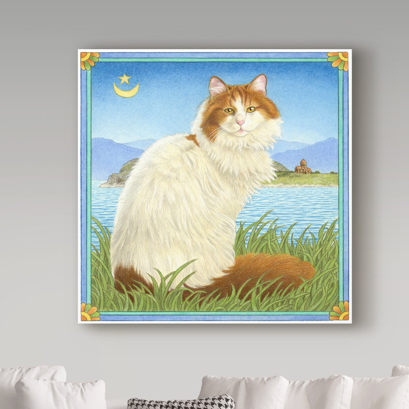 Trademark Art Orange Cat On Coast Acrylic Painting Print On