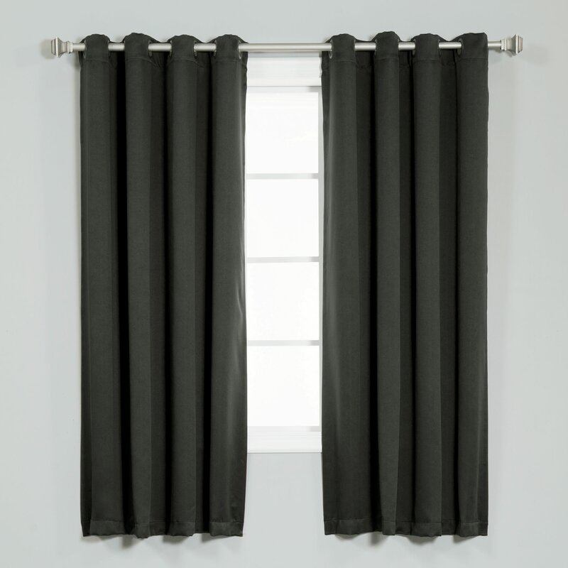 Ebern Designs Idlewood Solid Blackout Thermal Rod Pocket Single Curtain ...