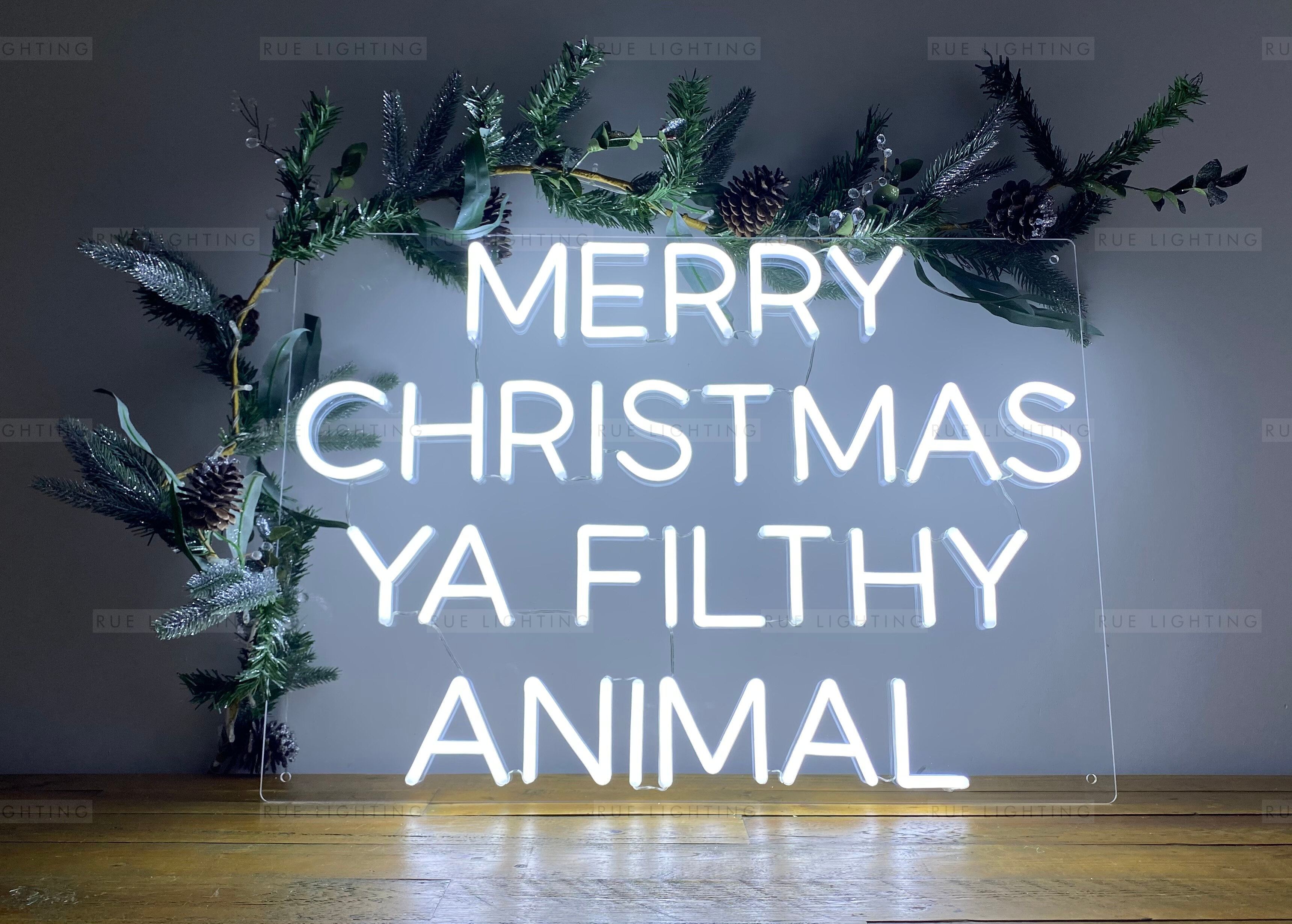 The Seasonal Aisle White Merry Christmas Ya Filthy Animal Lighted Sign | Wayfair.co.uk