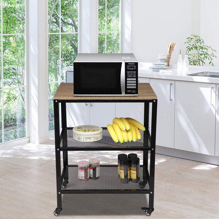 Kitchen Microwave Oven Stand Cart 3-Tier Kitchen Island Utility Cart Coffee Cart Station Shelf Organizer Kitchen Cart On Lockable Wheels Vintage ...