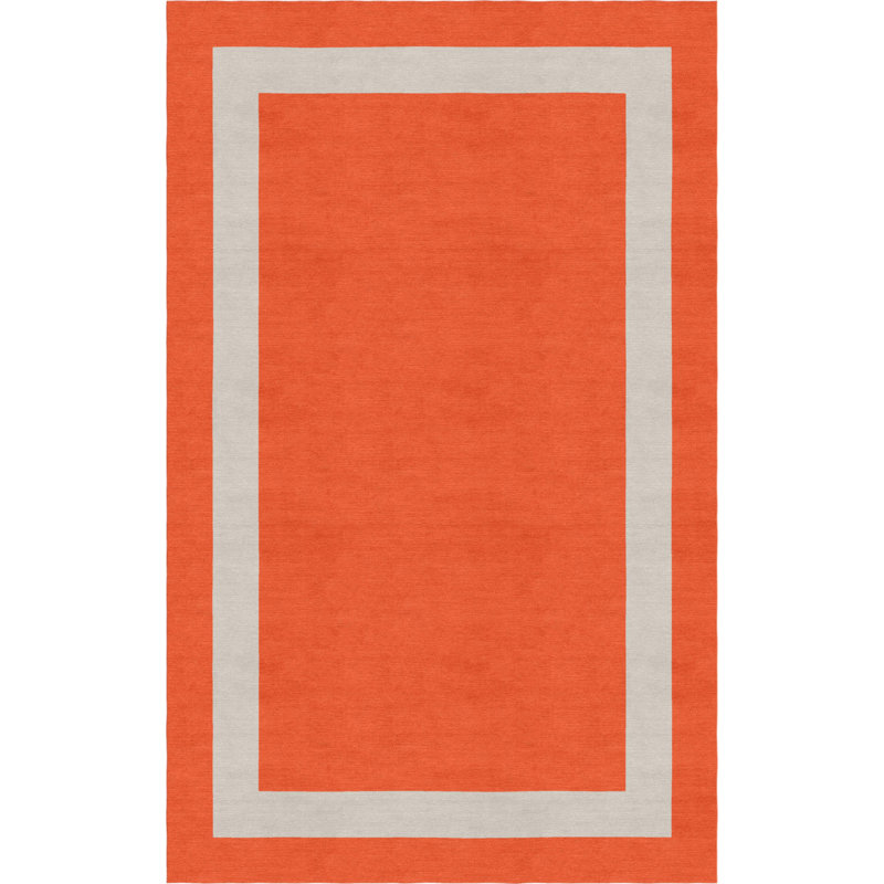 Red Barrel Studio Mammen Border Hand Tufted Wool Dark Orange Silver Area Rug Wayfair