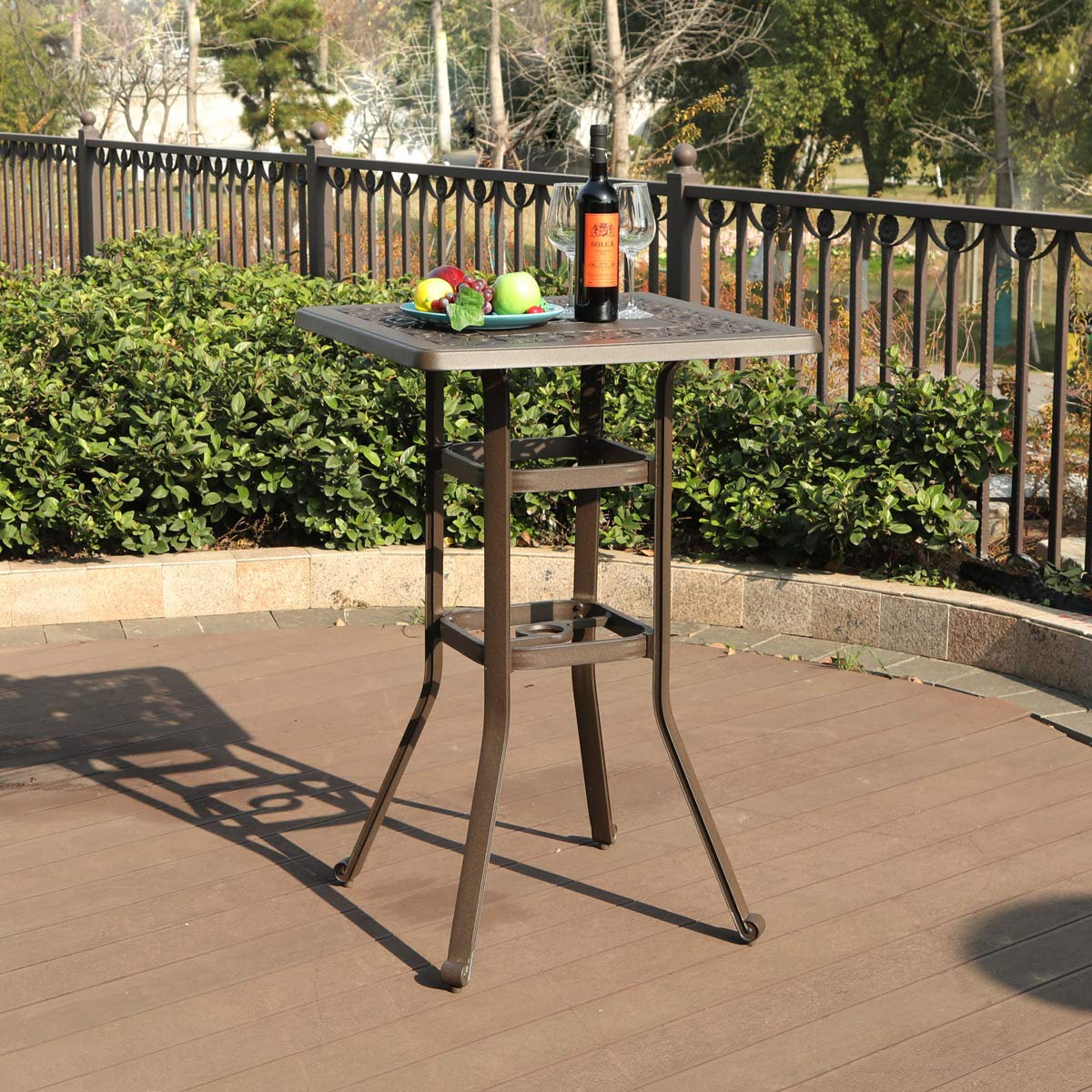 Fleur De Lis Living Caruthers Patio Outdoor Frosted Surface Square Cast Aluminum Bistro Table Reviews Wayfair