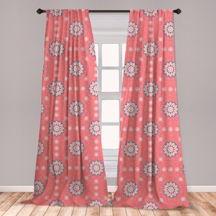 Ambesonne Moroccan Curtains Floral Framework Faded Leaf Ornaments Old Fashioned Blossoms Window Treatments 2 Panel Set For Living Room Bedroom