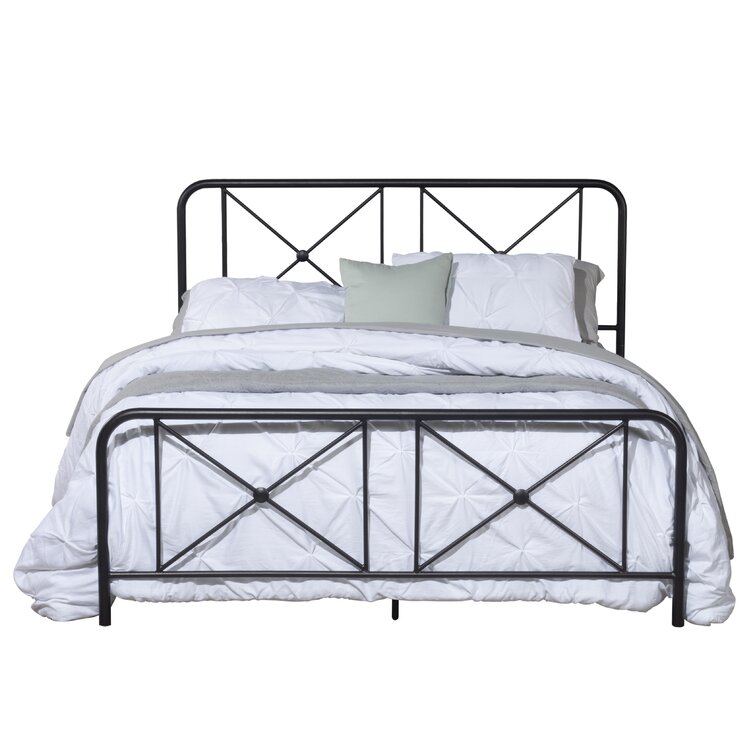 Footboard 75" x 55" Metal Platform White Bed Frame Full with Headboard