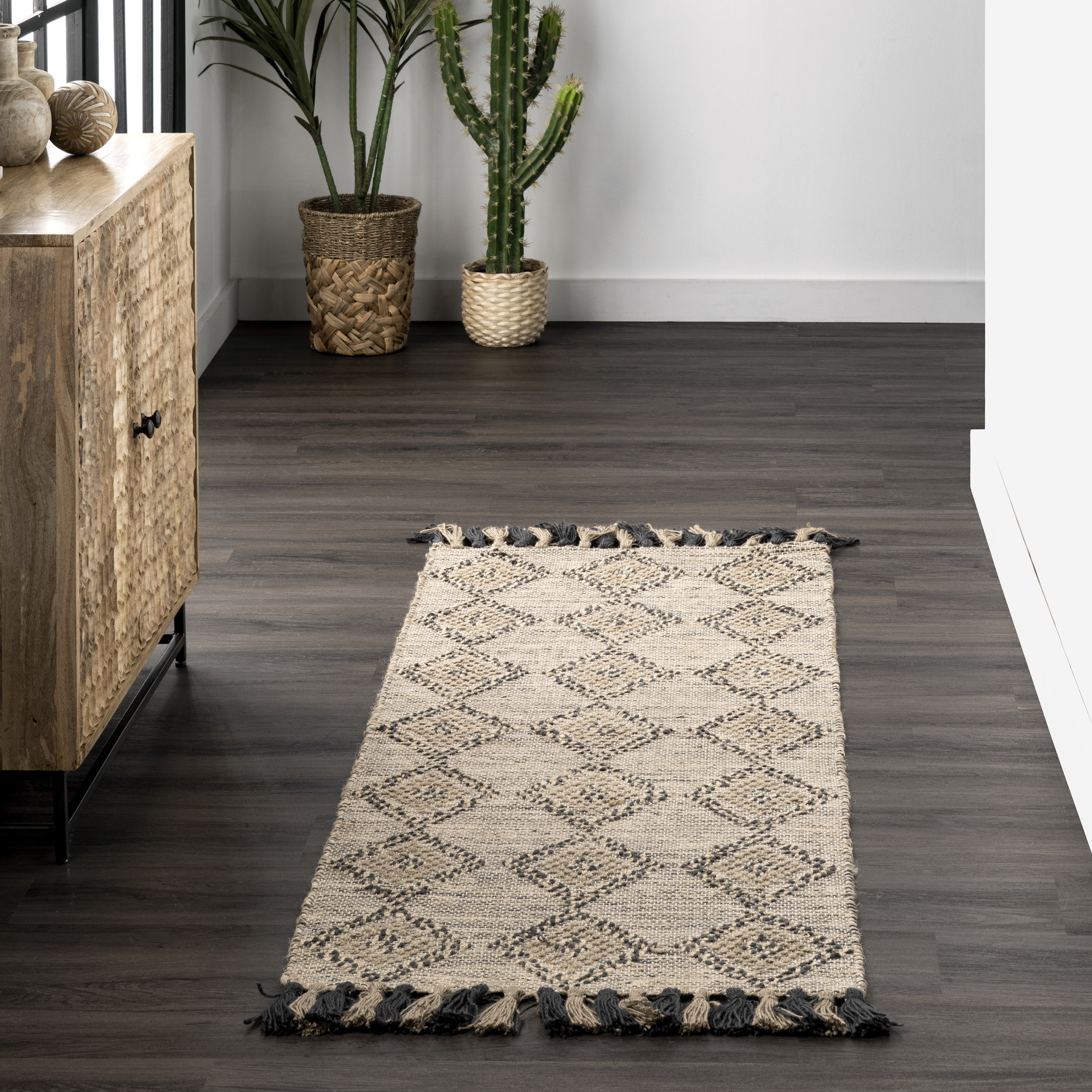Looped Throw Rugs Foundry Select Kleiman Geometric Handmade Looped/Hooked Area Rug in ...