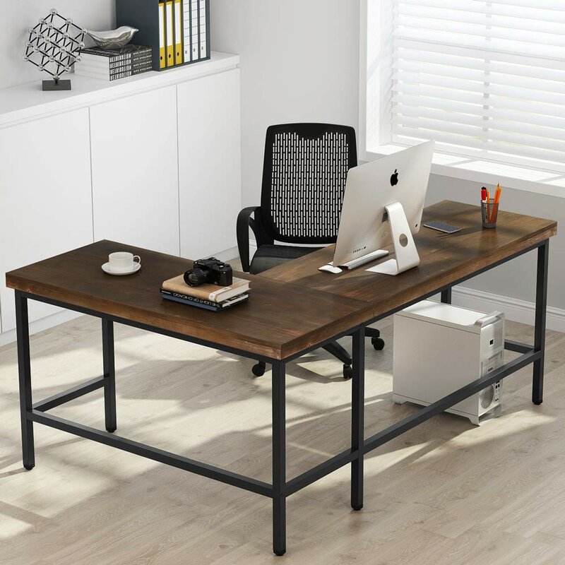 Williston Forge Marcum Solid Wood L-Shape Desk & Reviews ...