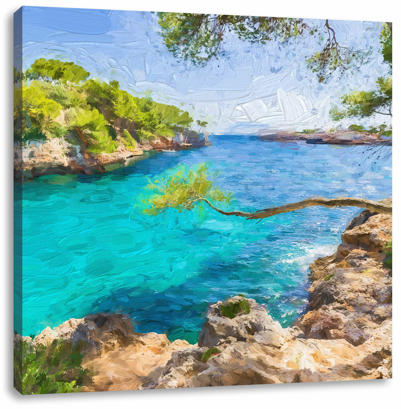 Atemberaubende Küste von Monaco Leinwandbild Wanddeko Kunstdruck