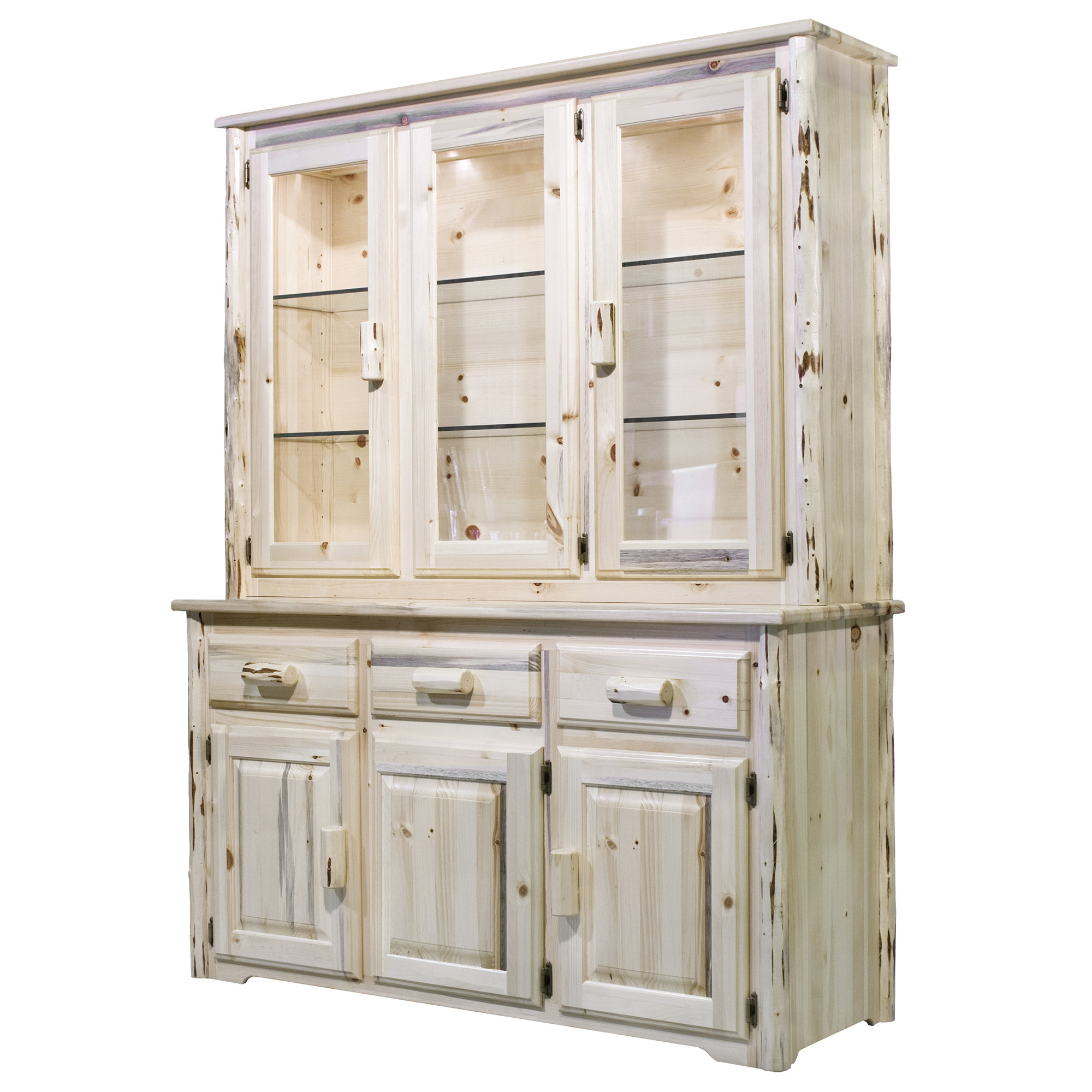 Loon Peak® Tustin 55'' Wide Solid Wood China Cabinet with Lighting ...