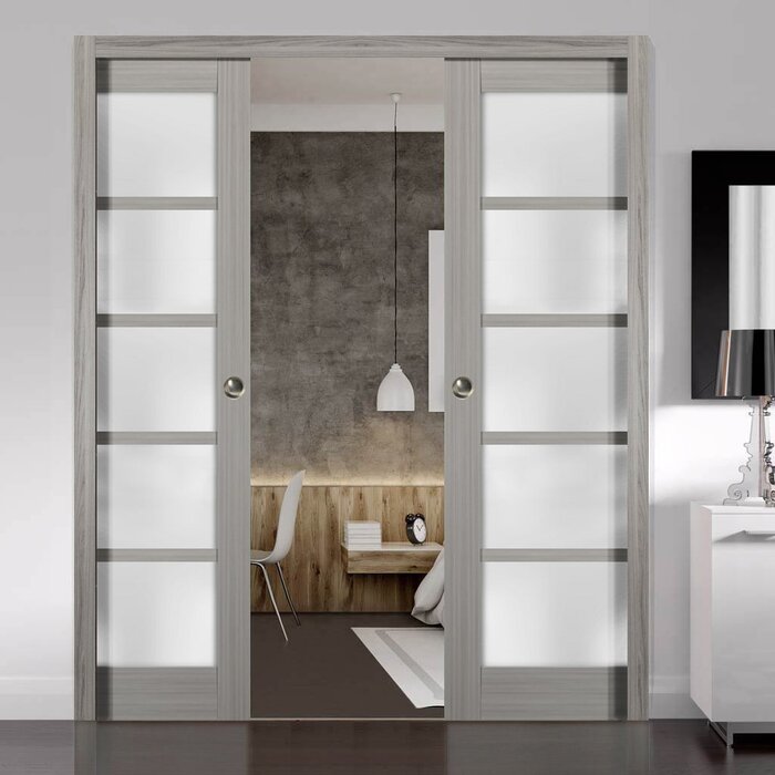 SARTODOORS Sliding French Double Pocket Doors 72 X 80 Inches Frosted ...