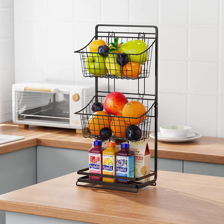 Wire Market Basket Stand, Countertop 3 Tier Fruit Basket Stand With  Removable Wire Baskets For Fruit, Vegetable, Snacks, Potato, Mini Standing  Metal ...