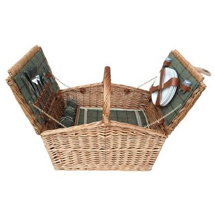 4 Person Tweed Double Lid Picnic Basket By Union Rustic