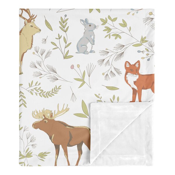 Personalized Moose Plush Baby Blanket Woodland Boho for Boy Soft Polyester Fleece - 30 x 40 - Navy Blue, Black and Gray 