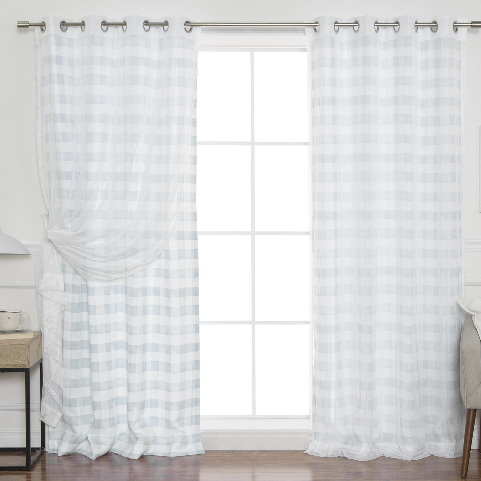 Red Barrel Studio Axl Check Mix And Match Semi Sheer Grommet