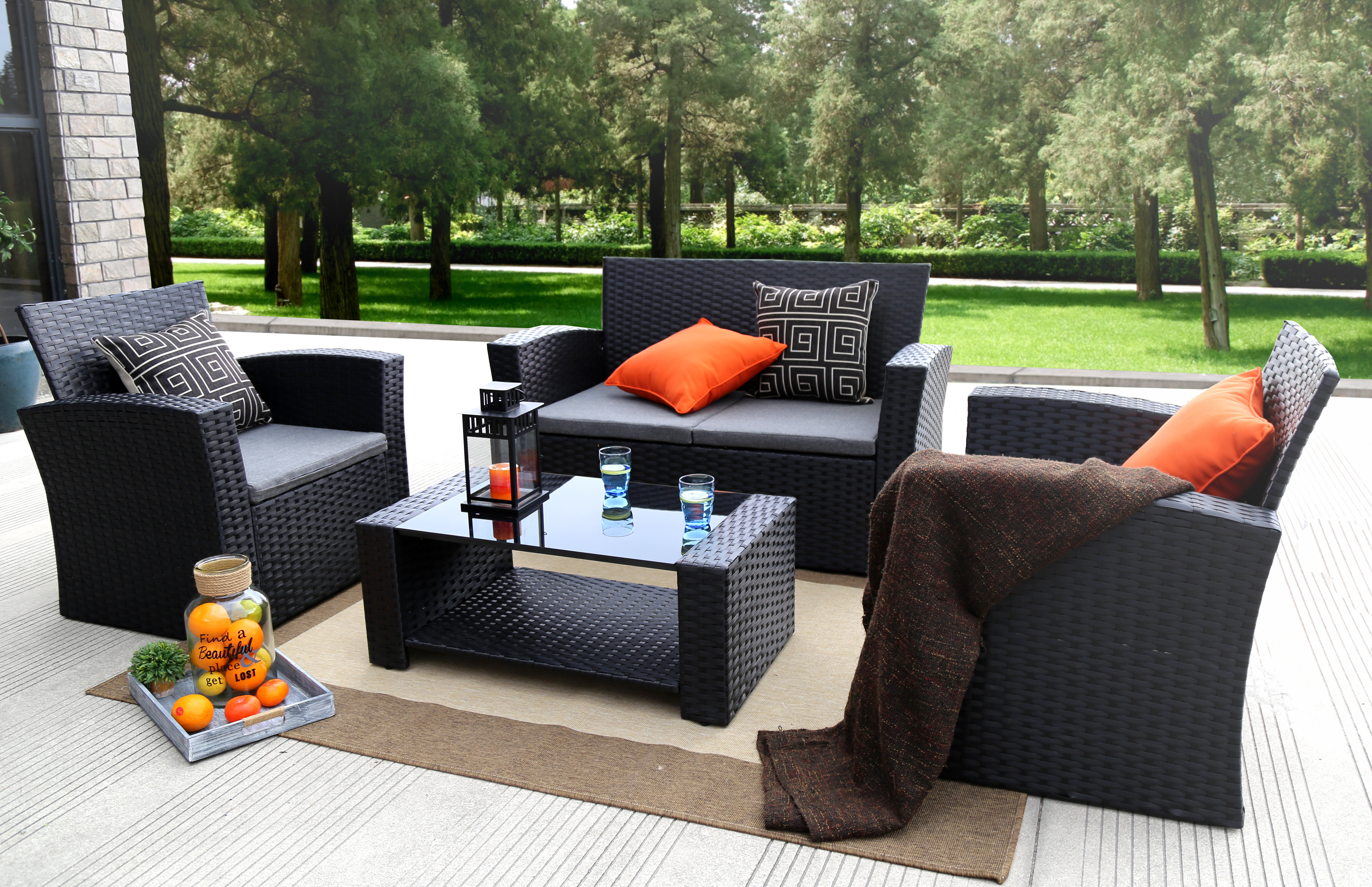 Edward 4 Piece Sofa Seating Group With Cushions