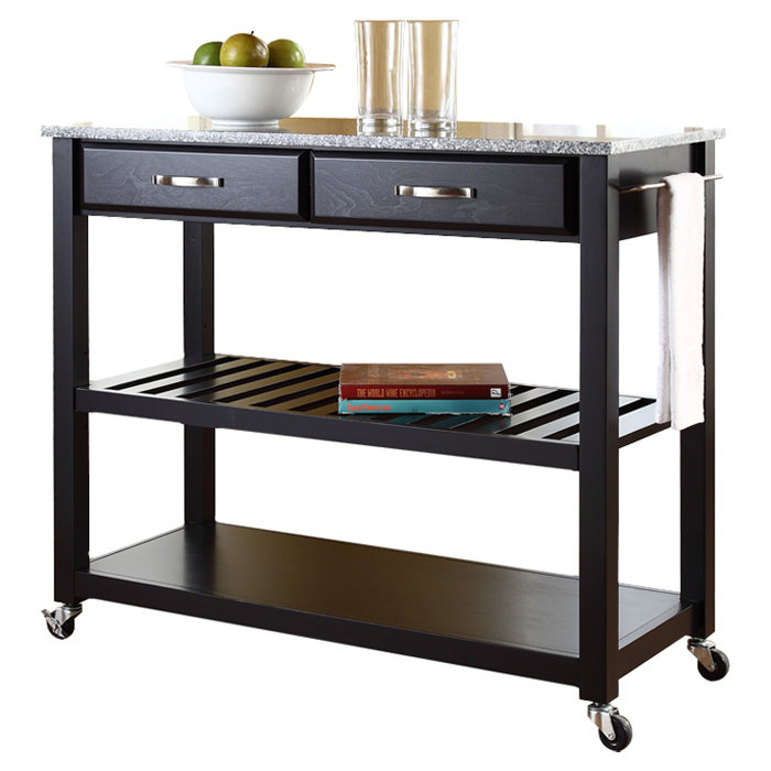 Three Posts Timmy Kitchen Cart With Granite Top Reviews Wayfair
