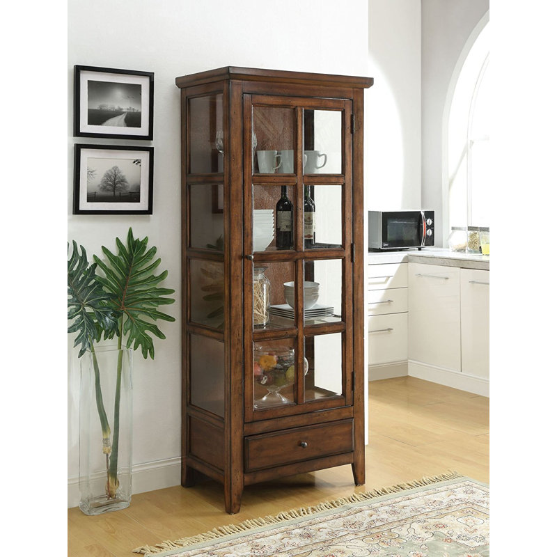 Gracie Oaks Charmine Wooden Lighted Curio Cabinet Wayfair Gracie Oaks Charmine Wooden Lighted