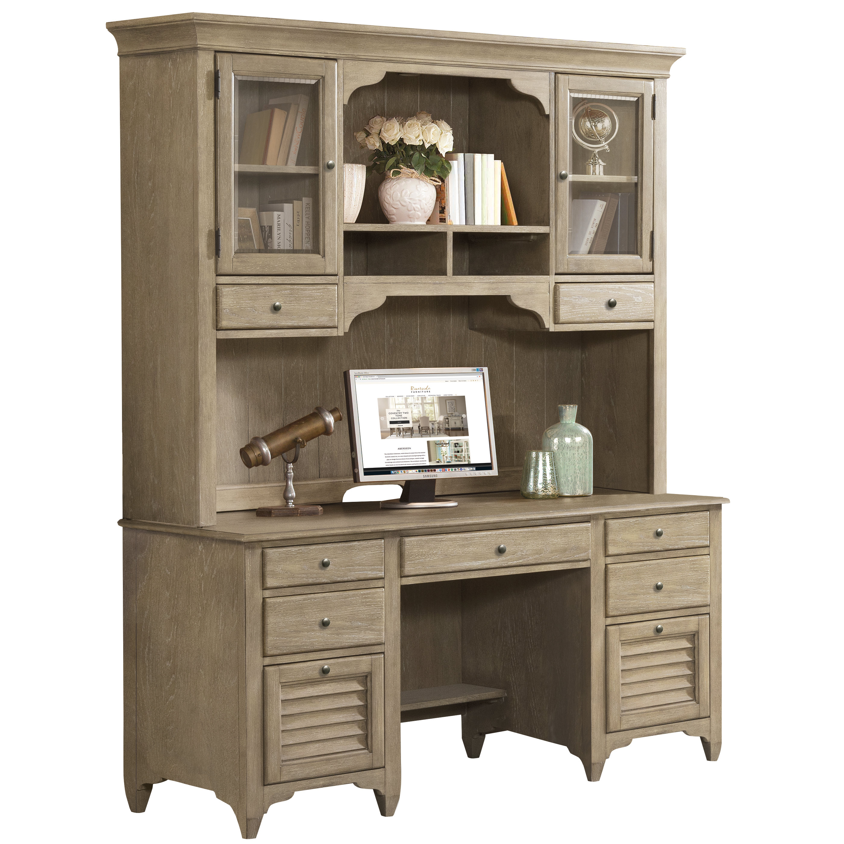 Rosecliff Heights Cardiff Alda Credenza Desk With Hutch Wayfair