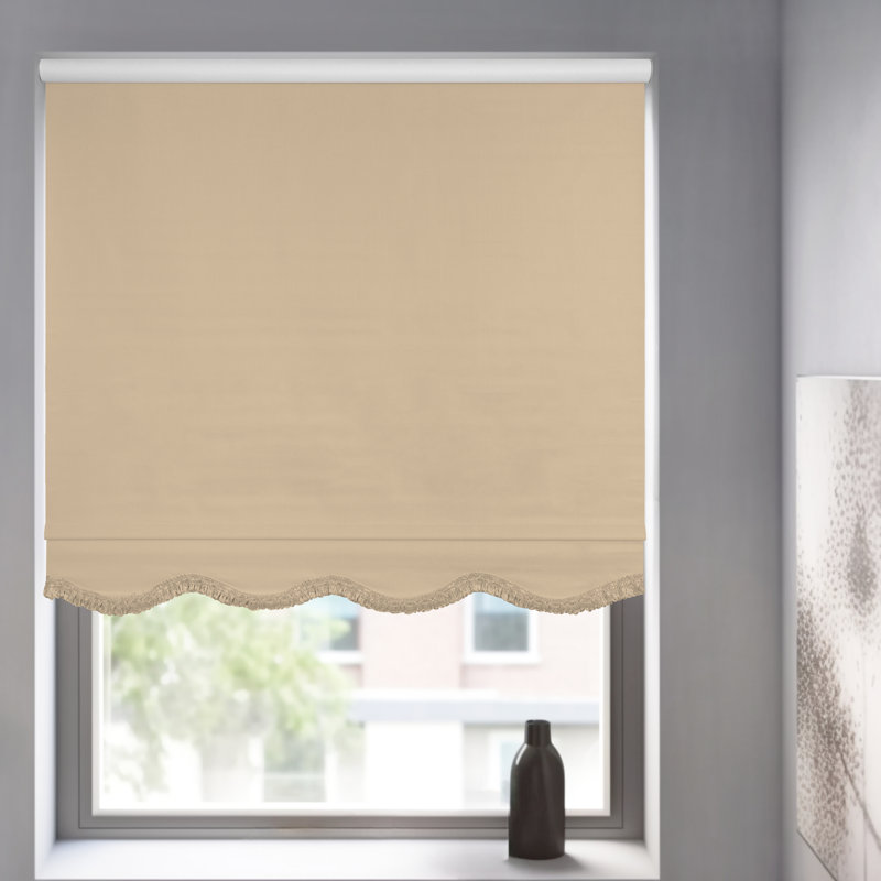 Haverstraw Blackout Roller Shade Blind Size: 30"W x 64"L, Color: Ivory Textured (Fringe)