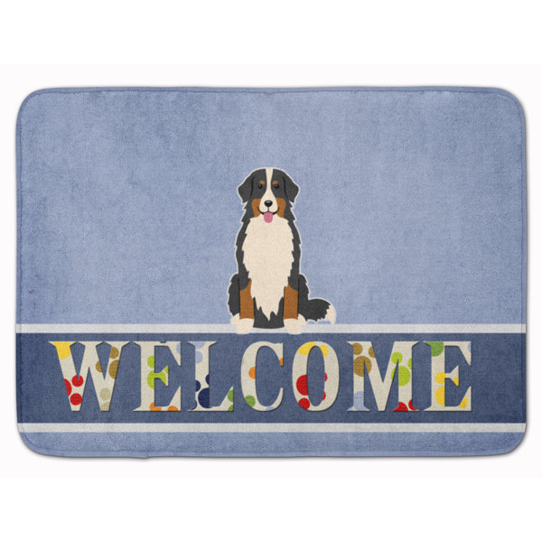 East Urban Home Bernese Mountain Dog Welcome Rectangle Microfiber Non Slip Bath Rug Wayfair