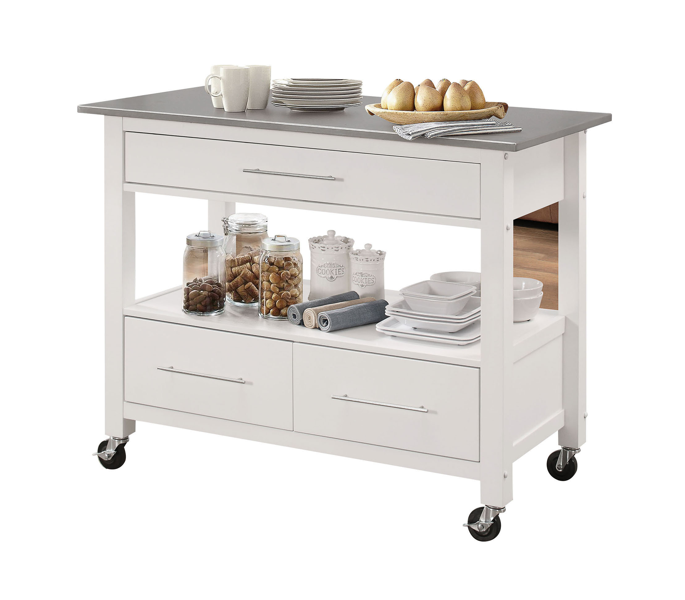 Monongah Rectangular Kitchen Cart With Stainless Steel Top Reviews Monongah Rectangular Kitchen Cart With Stainless Steel Top Reviews Allmodern