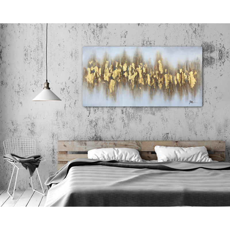 Mercer41 Beaming Gold Flakes Oil Painting Print On Wrapped