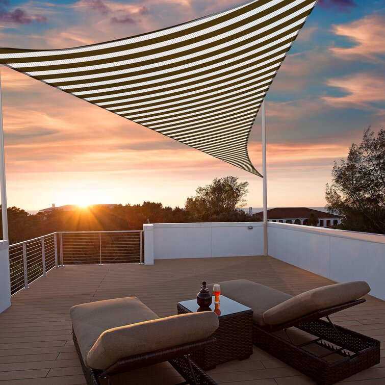 Sun Shade Sail 3FT 97% UV Block Triangle Canopy Decor Patio Outdoor Coffee+White