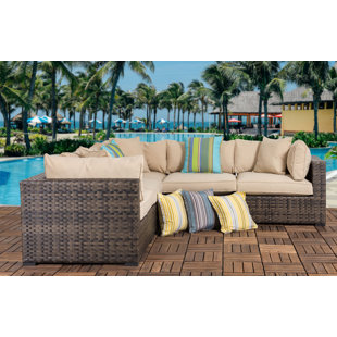 Brown Rattan Wicker Patio Conversation Sets You Ll Love Wayfair Harrison Outdoor 5 Piece Wicker Sectional Seating Group With Cushions