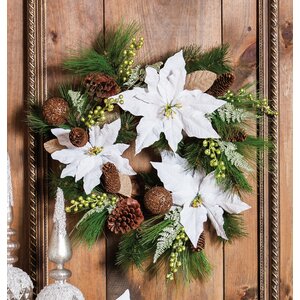 Polyester Poinsettia Wreath