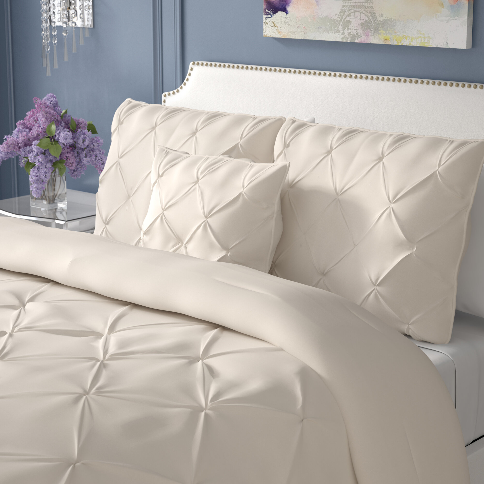 Hampton Hill Corfu Comforter Set Queen White JLA Home FB10-997