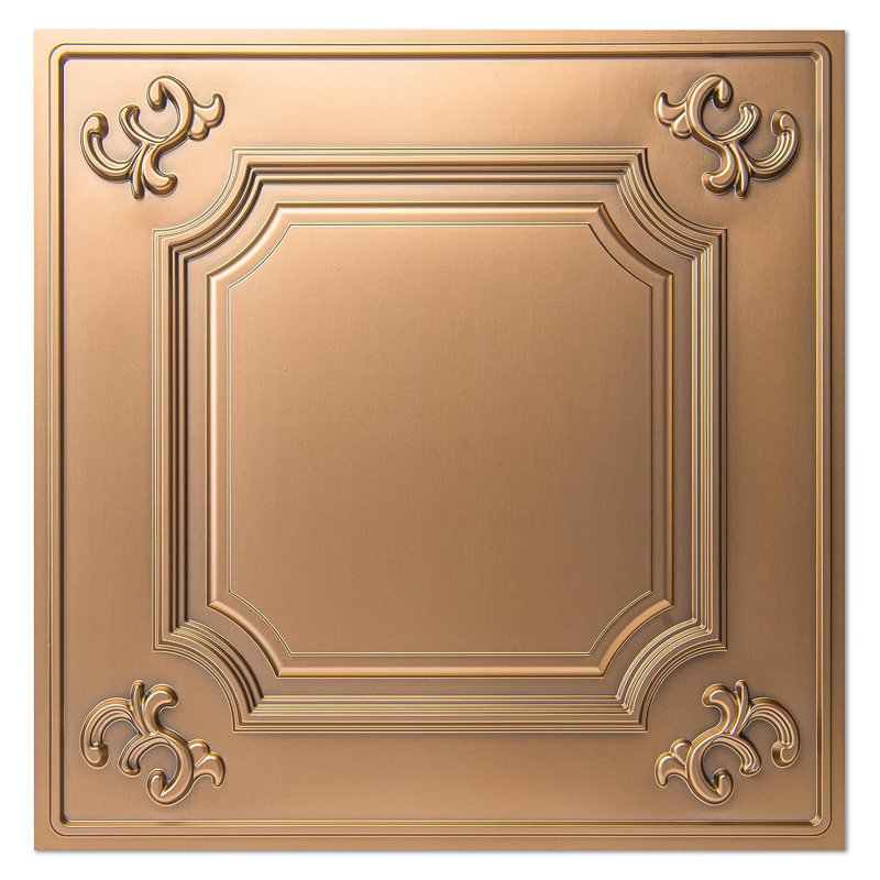2 ft. x 2 ft. Drop-in Ceiling Tile or Glue up Ceiling Tile PVC Ceiling Tile Color: Bronze