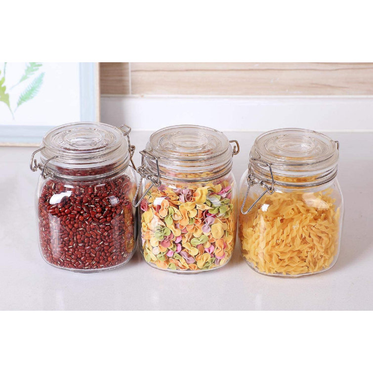Prep & Savour Airtight Glass Canister Set Of 3 With Lids 34Oz ...