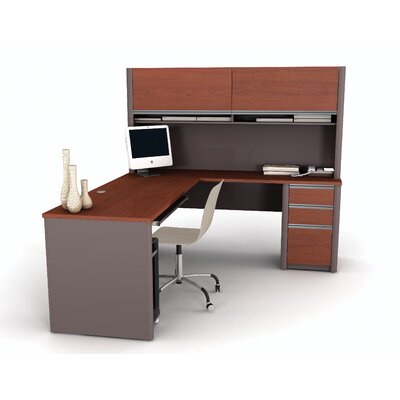 Aurea L Shaped Desk With Hutch Orren Ellis Color Bordeaux