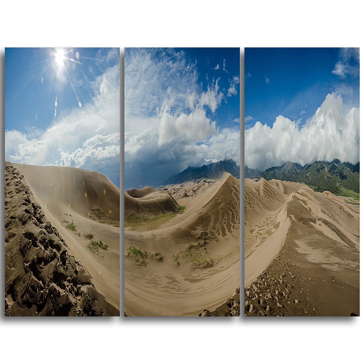 Designart Massive Sand Dunes Panorama 3 Piece Graphic Art On Wrapped Canvas Set Wayfair