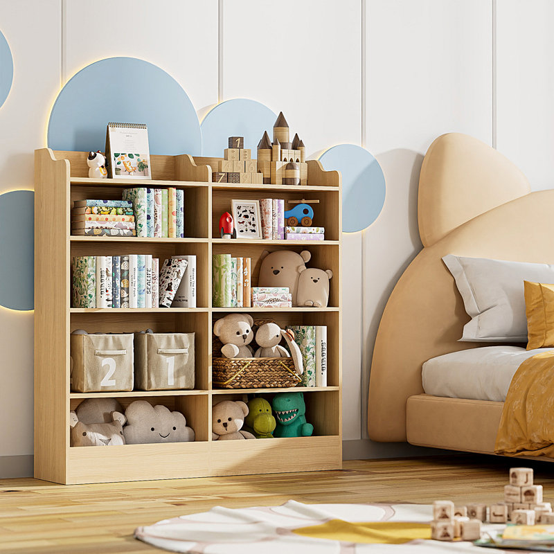 Hartleigh 49" H 5 Tier Kids Bookshelf with 10 Cubes Color: Natural