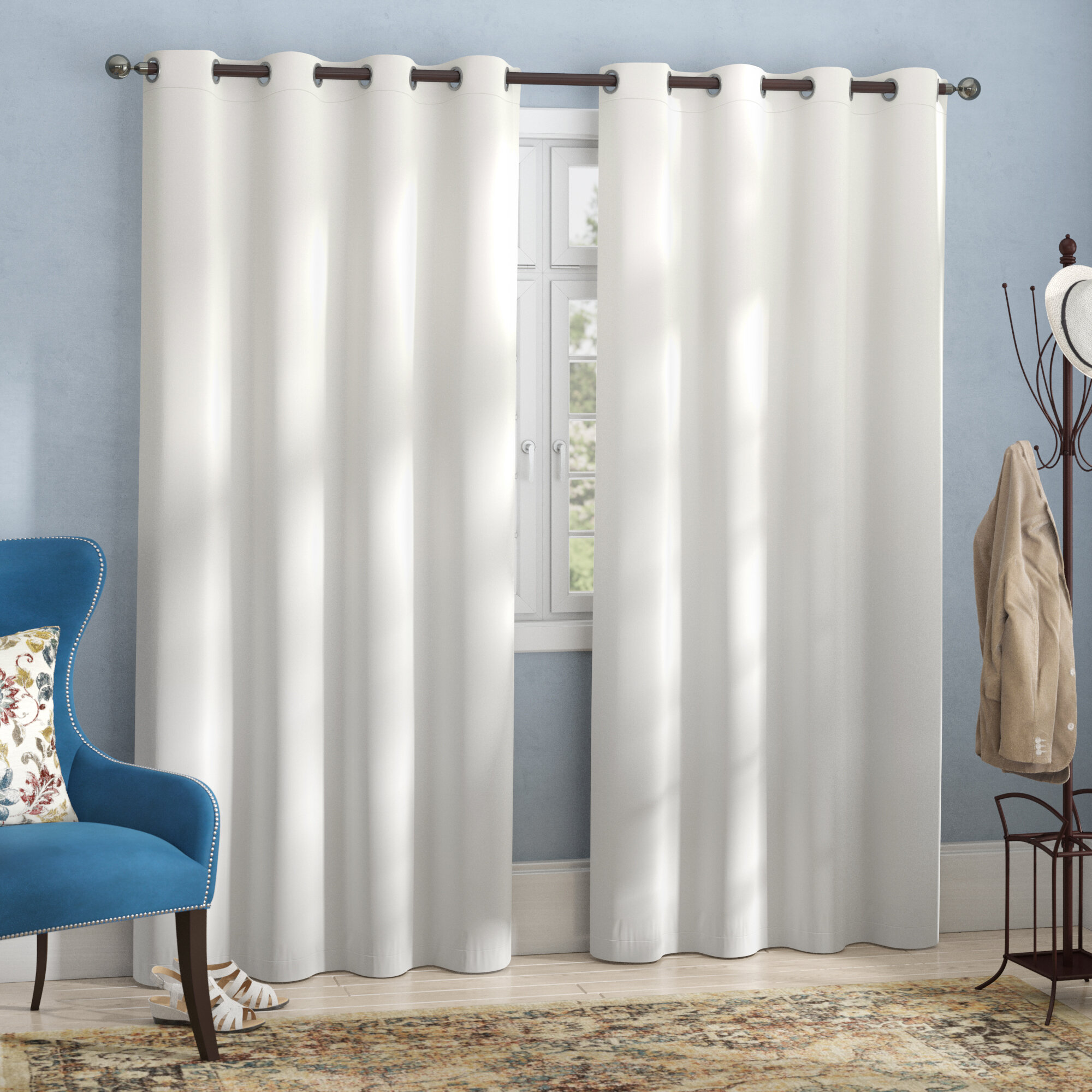 Wide Width Nickel Grommet Top Blackout Curtain 100 Inch by 96 Inch Panel 