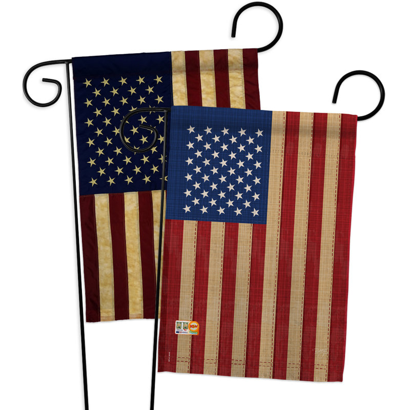 Breeze Decor 2 Piece American Vintage Flags Of The World Nationality Impressions Decorative Vertical2 Sided Polyester Flag Set Wayfair