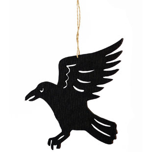 Handmade Fall Crow Bird Small Primitive Autumn Ornament With Black Bow