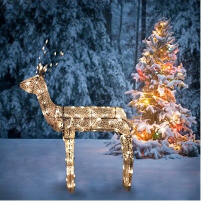 Northlight 3 D Glitter Animated Standing Buck Reindeer Lighted