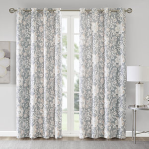 Jocelyn Lily Floral Room Darkening Grommet Curtain Panels (Set of 2)