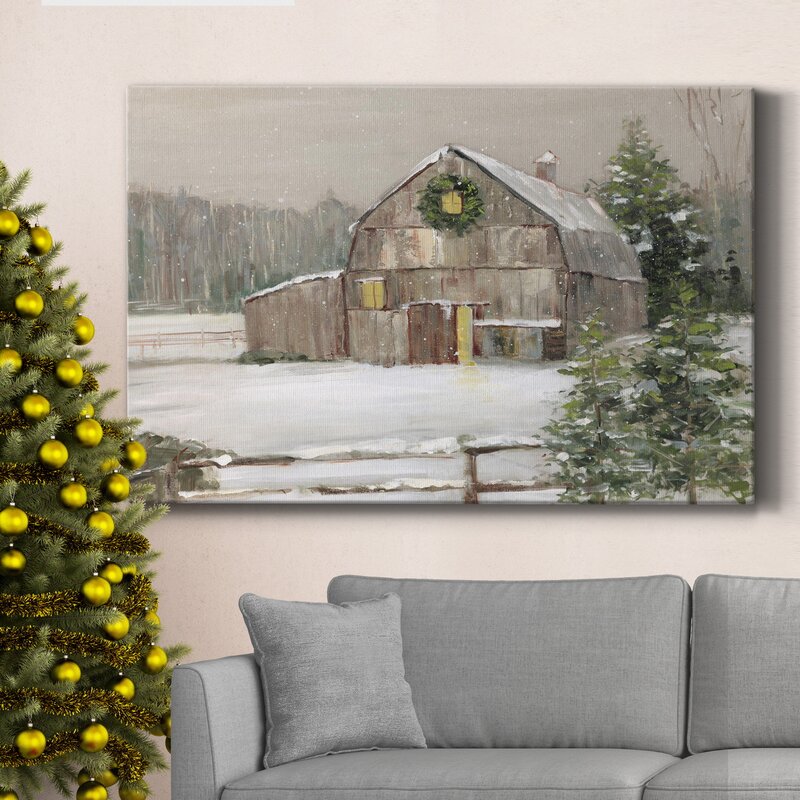 Winter Barn - Wrapped Holiday Christmas Painting