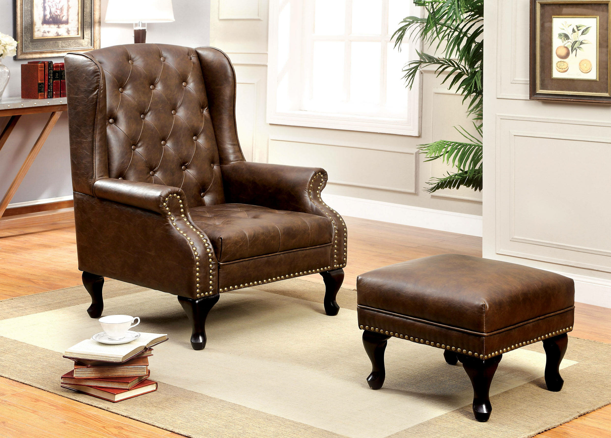 brougham wingback chair and ottoman