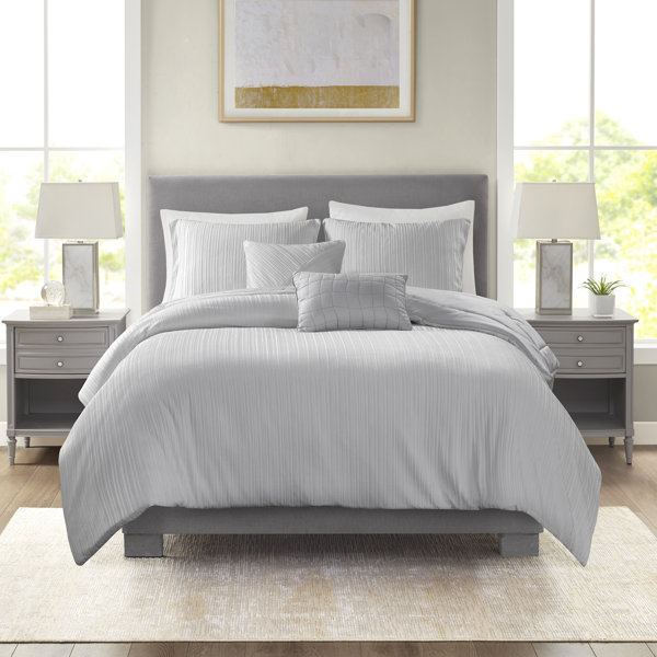 Cortina Crinkle Velvet 5pc Comforter Bed Set Gray Full/queen for sale online 