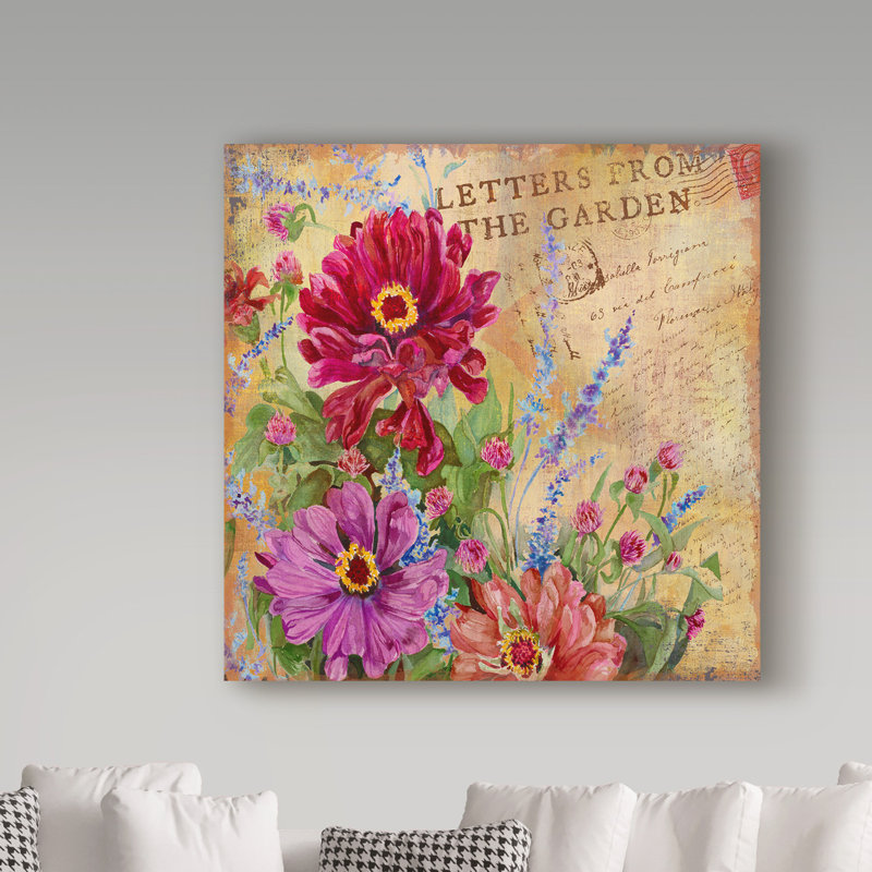 Trademark Art Letters From The Garden Red Acrylic Painting Print